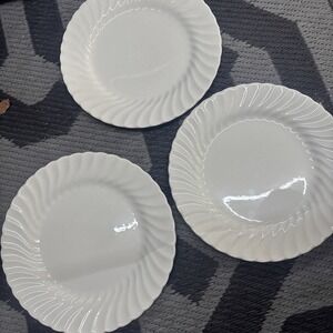 3 JOHNSON BROS. Regency SNOW WHITE Dinner Plates Ironstone England‎